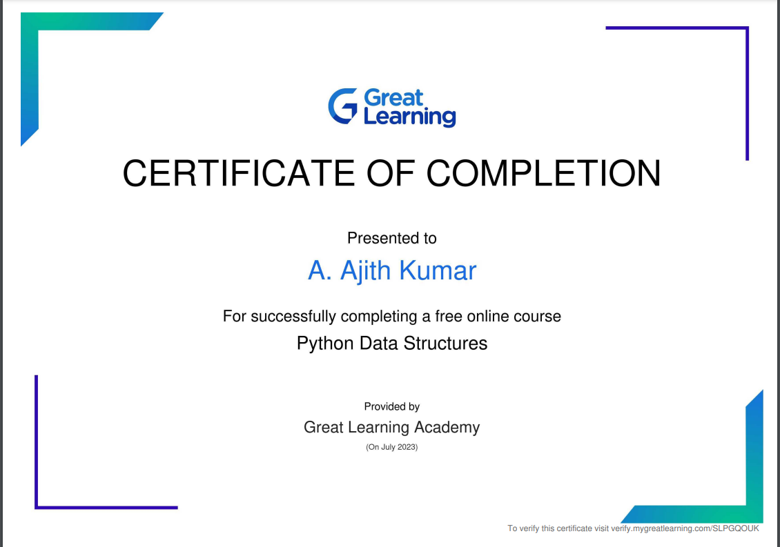 Python Data Structures Certificate